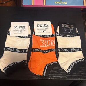 PINK Victoria's Secret Ankle Sock 3-Pack - White & Orange